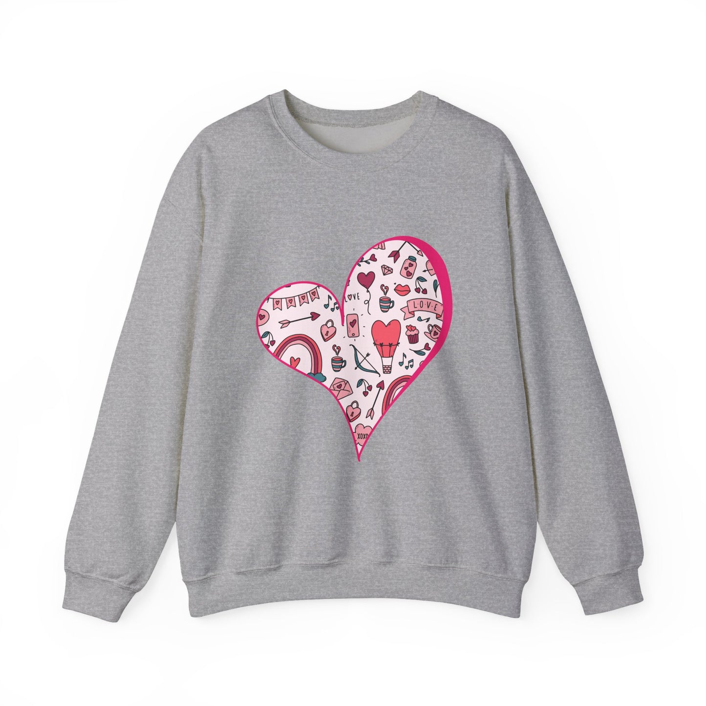 Valentine Heart Sweatshirt – Cozy Love Doodle Pullover for Everyday Wear