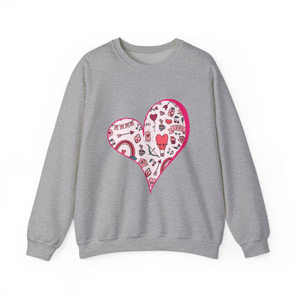 Valentine Heart Sweatshirt – Cozy Love Doodle Pullover for Everyday Wear
