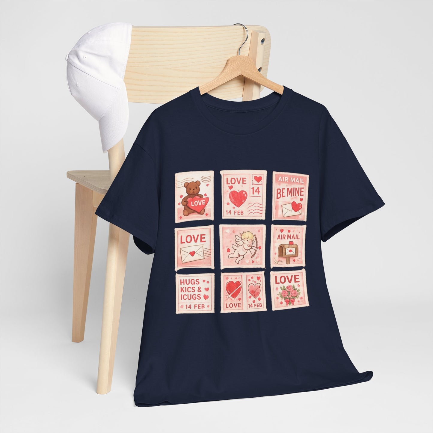 Wear Your Heart on Your Sleeve with the Vintage Valentine Stamp Collection T-Shirt