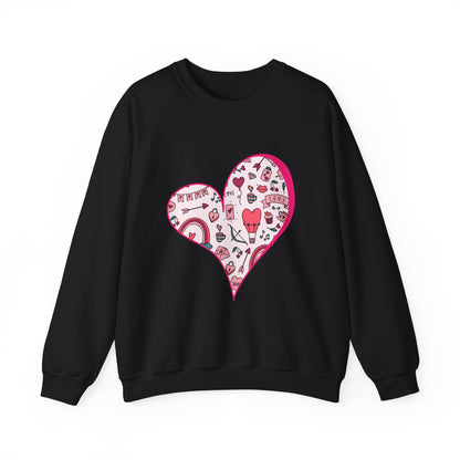 Valentine Heart Sweatshirt – Cozy Love Doodle Pullover for Everyday Wear