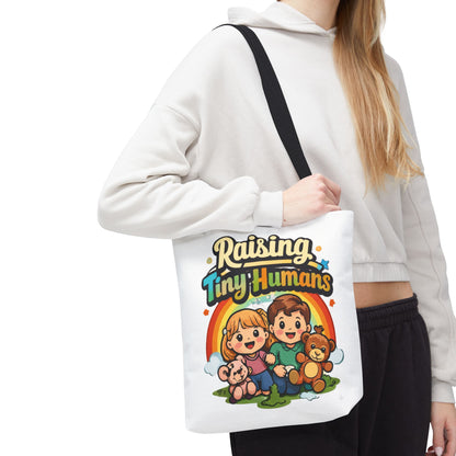 👜 Raising Tiny Humans Tote Bag – Cute Mom Life Carry-All