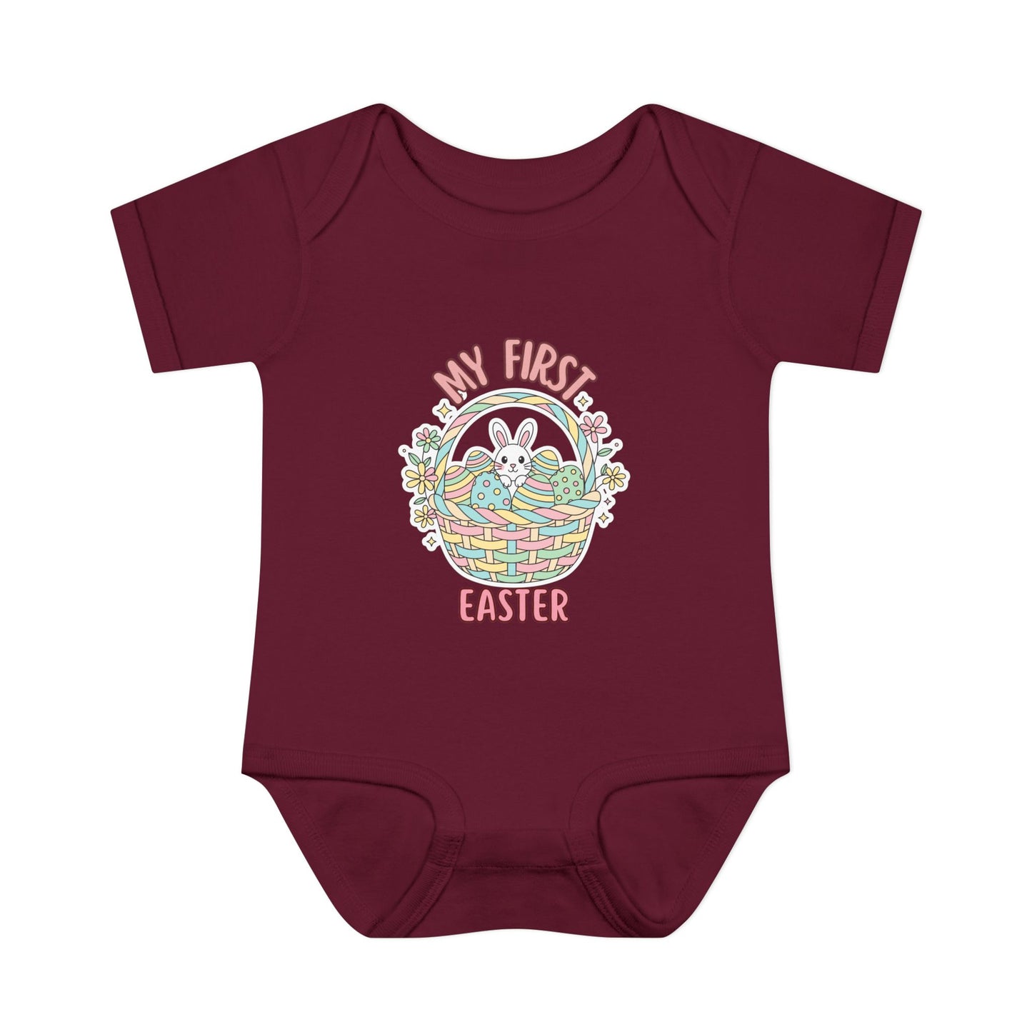 My First Easter Baby Bodysuit – Bunny Basket Onesie, Infant Easter Outfit, Newborn First Easter Gift, Spring Baby Clothes