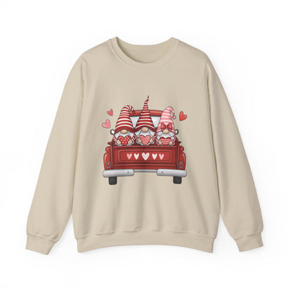 Valentine Gnome Sweatshirt – Cozy Love-Themed Pullover with Red Truck Design