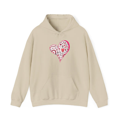 Valentine Heart Hoodie – Cozy Love Doodle Pullover for Everyday Comfort
