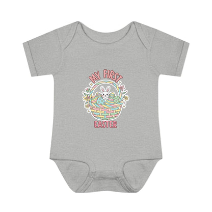 My First Easter Baby Bodysuit – Bunny Basket Onesie, Infant Easter Outfit, Newborn First Easter Gift, Spring Baby Clothes