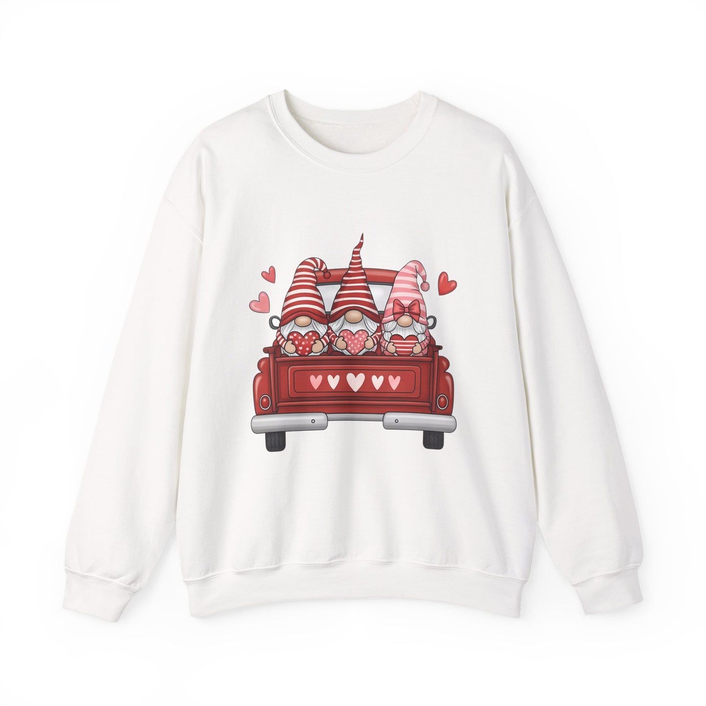 Valentine Gnome Sweatshirt – Cozy Love-Themed Pullover with Red Truck Design
