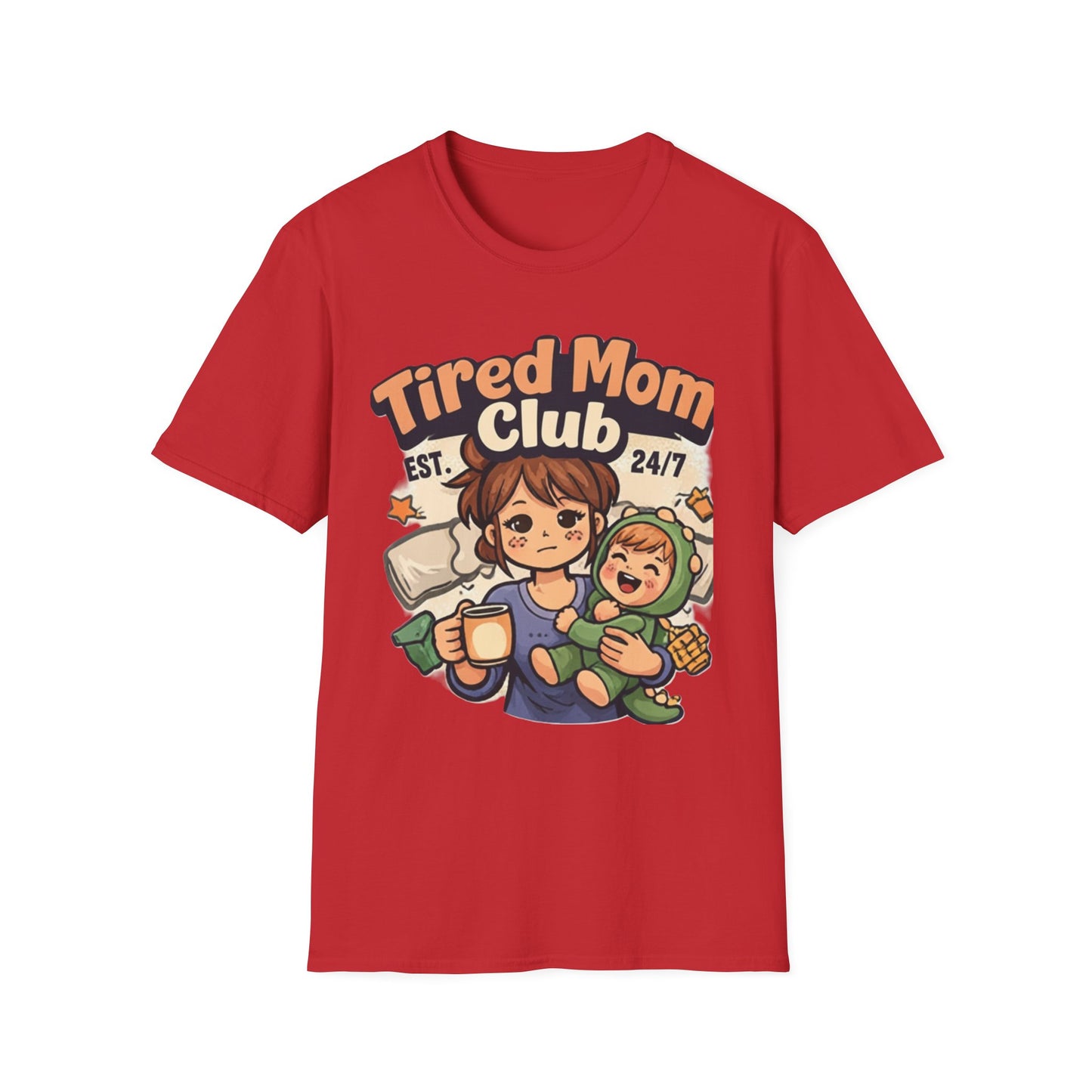 Tired Mom Club T-Shirt – Soft Mom Life Tee for Coffee-Powered Moms