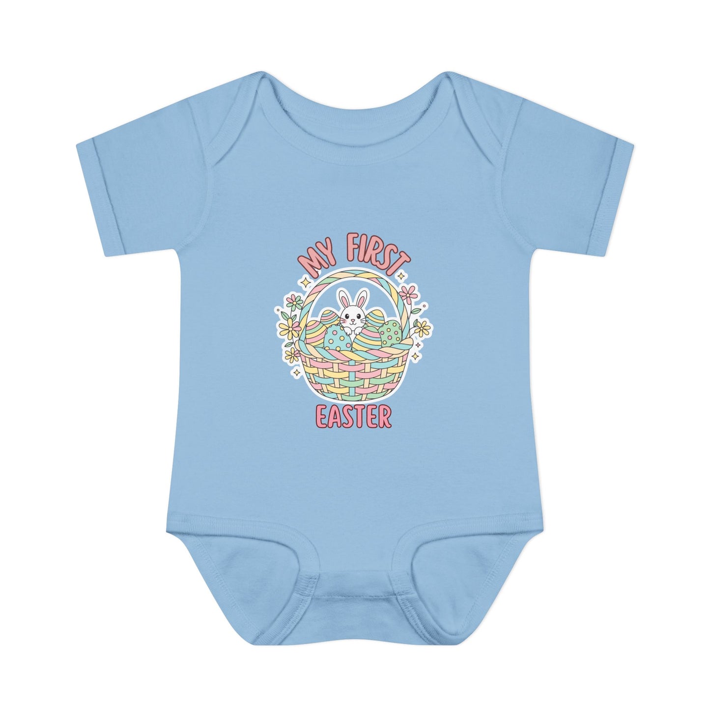 My First Easter Baby Bodysuit – Bunny Basket Onesie, Infant Easter Outfit, Newborn First Easter Gift, Spring Baby Clothes