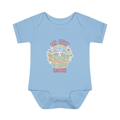 My First Easter Baby Bodysuit – Bunny Basket Onesie, Infant Easter Outfit, Newborn First Easter Gift, Spring Baby Clothes
