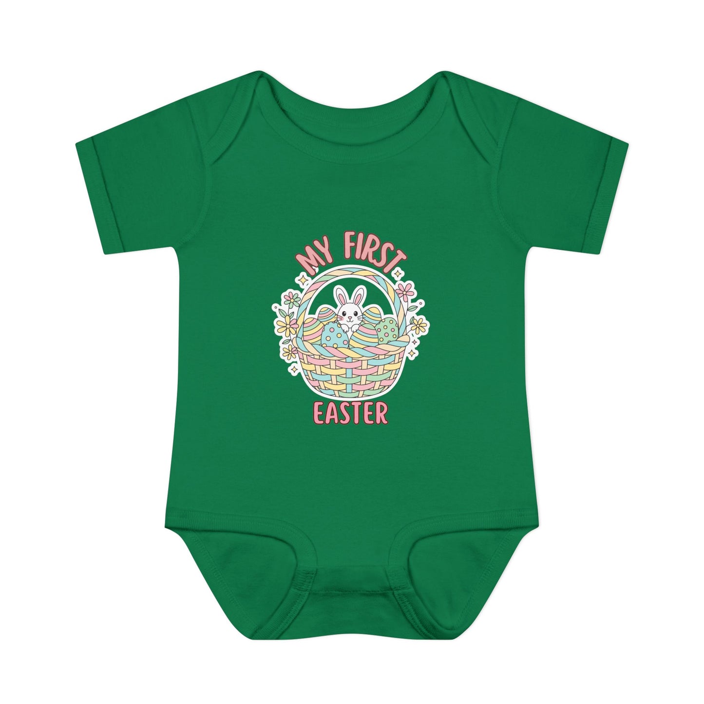My First Easter Baby Bodysuit – Bunny Basket Onesie, Infant Easter Outfit, Newborn First Easter Gift, Spring Baby Clothes