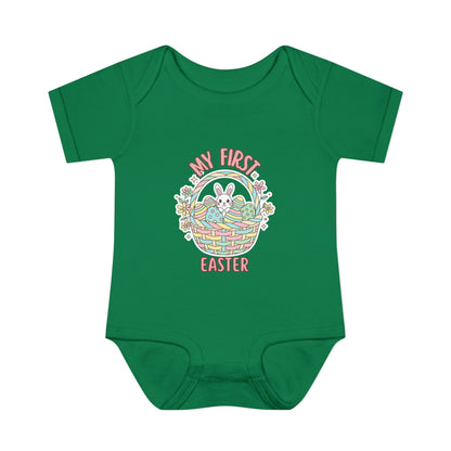My First Easter Baby Bodysuit – Bunny Basket Onesie, Infant Easter Outfit, Newborn First Easter Gift, Spring Baby Clothes