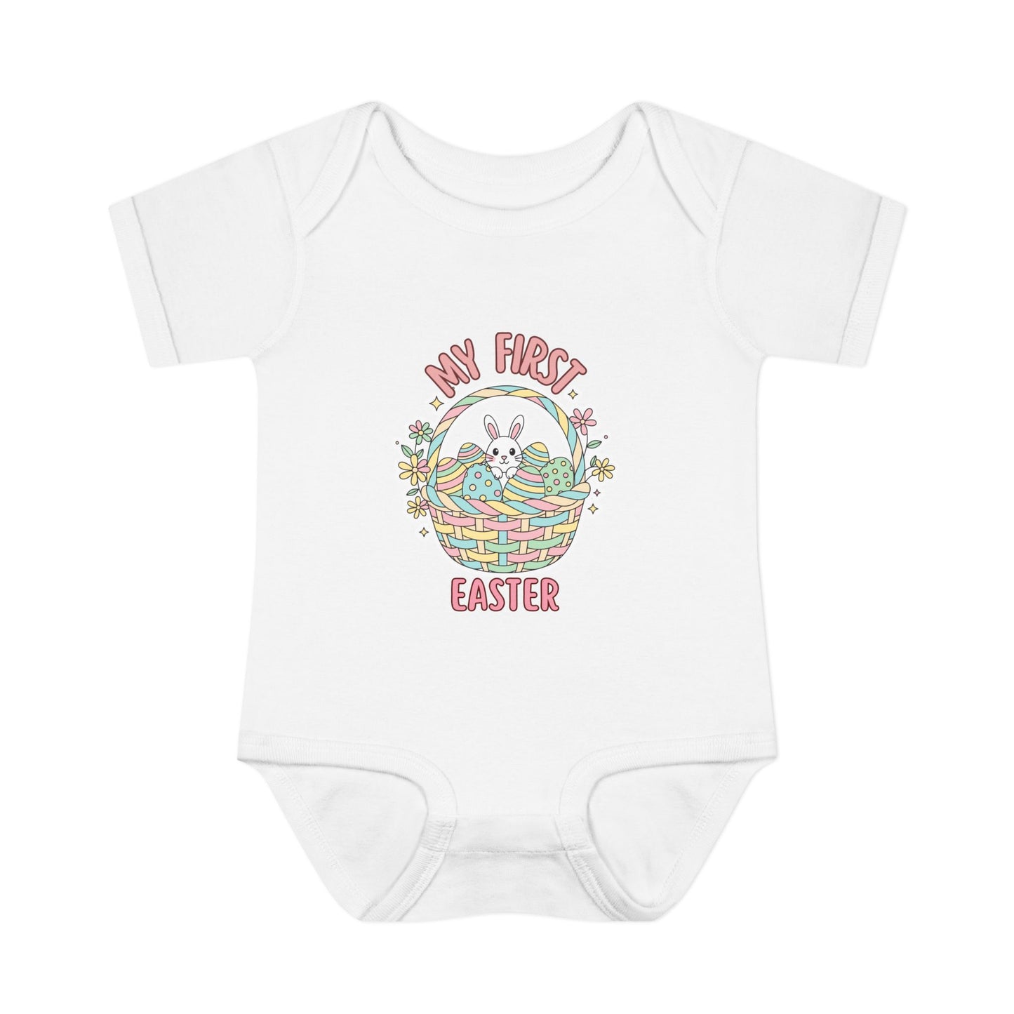 My First Easter Baby Bodysuit – Bunny Basket Onesie, Infant Easter Outfit, Newborn First Easter Gift, Spring Baby Clothes