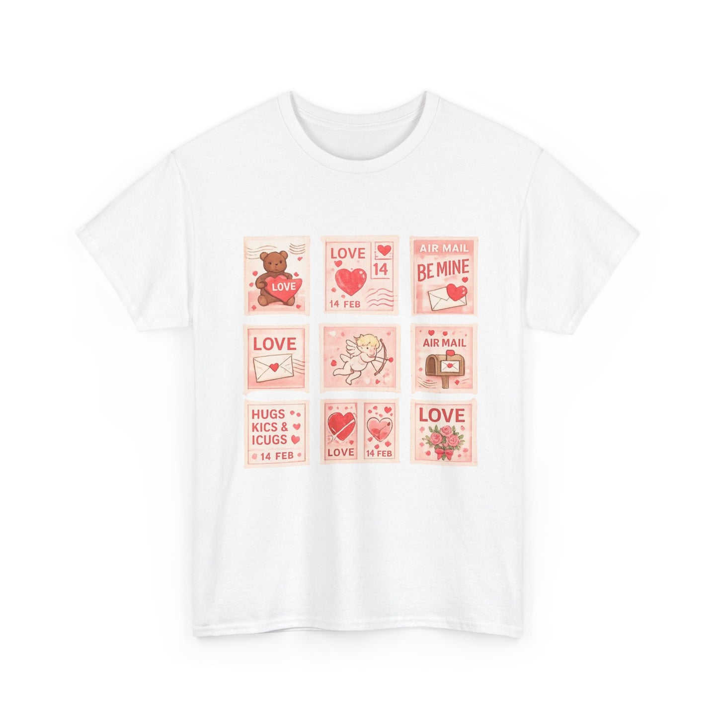 Wear Your Heart on Your Sleeve with the Vintage Valentine Stamp Collection T-Shirt