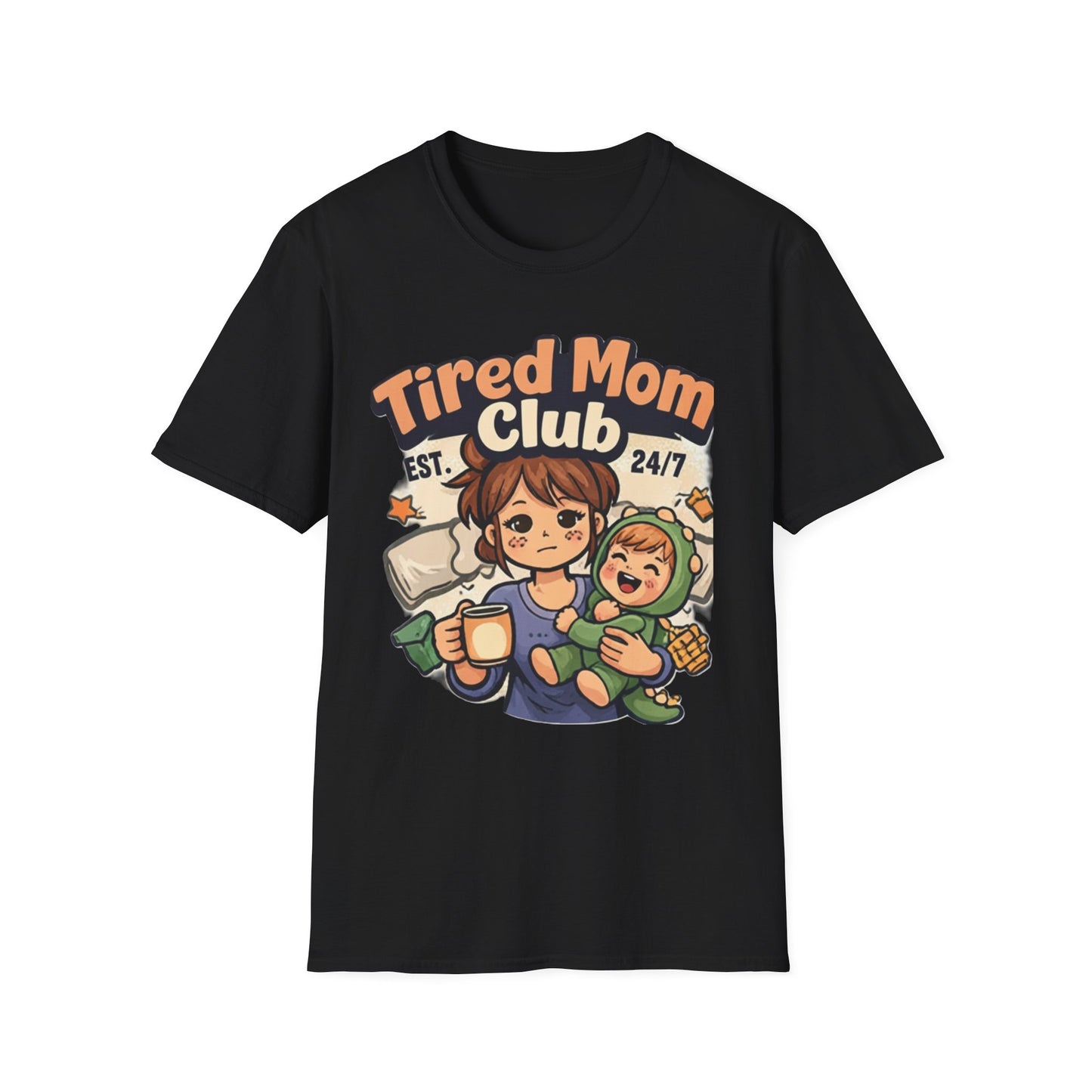 Tired Mom Club T-Shirt – Soft Mom Life Tee for Coffee-Powered Moms