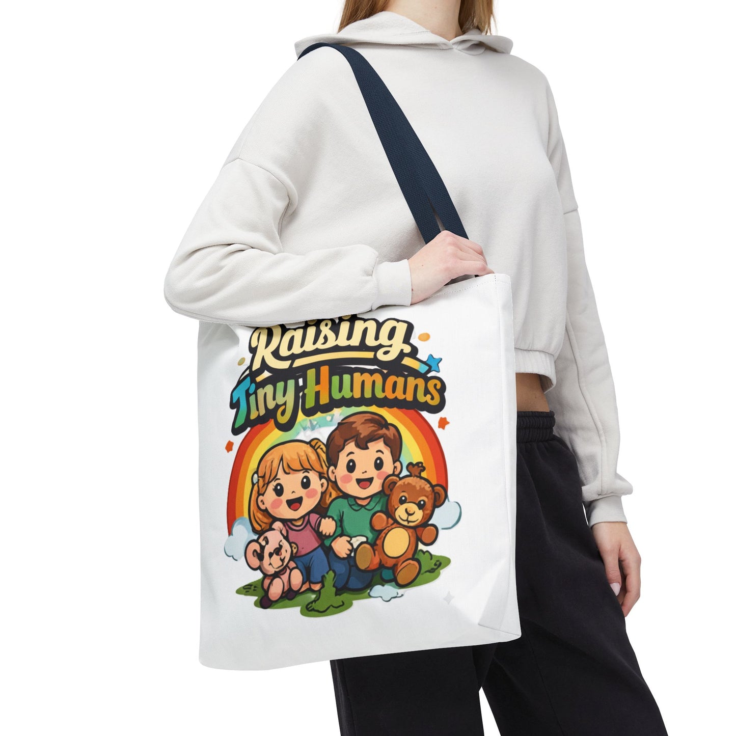 👜 Raising Tiny Humans Tote Bag – Cute Mom Life Carry-All