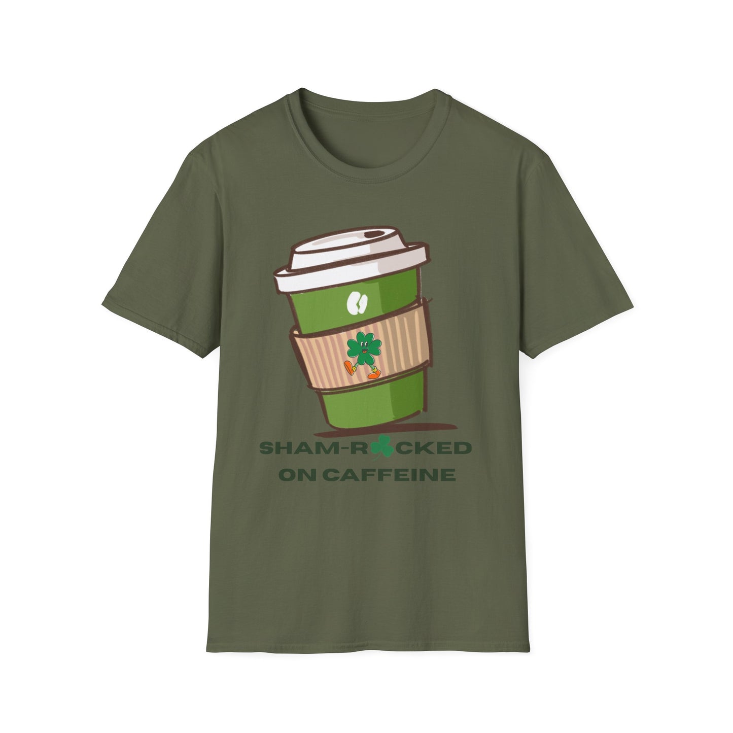Sham-Rocked on Caffeine T-Shirt – Funny St. Patrick’s Day Coffee Shirt