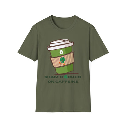 Sham-Rocked on Caffeine T-Shirt – Funny St. Patrick’s Day Coffee Shirt