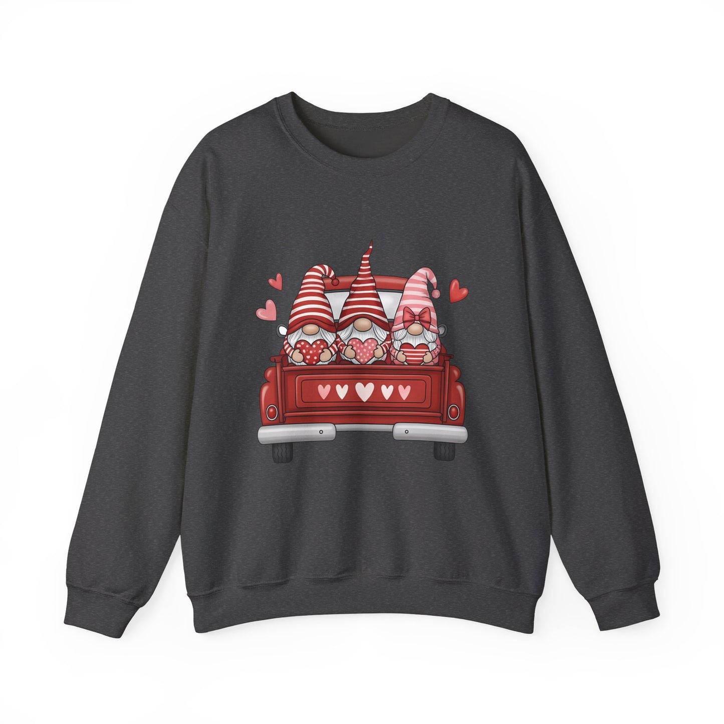 Valentine Gnome Sweatshirt – Cozy Love-Themed Pullover with Red Truck Design