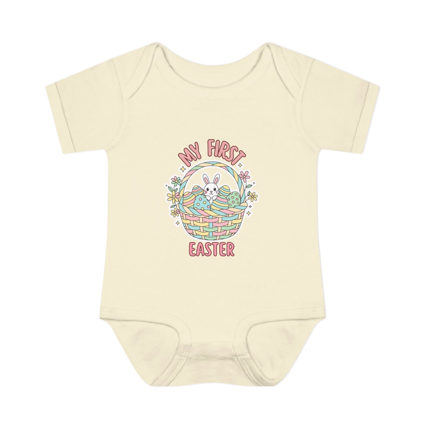 My First Easter Baby Bodysuit – Bunny Basket Onesie, Infant Easter Outfit, Newborn First Easter Gift, Spring Baby Clothes