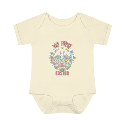 My First Easter Baby Bodysuit – Bunny Basket Onesie, Infant Easter Outfit, Newborn First Easter Gift, Spring Baby Clothes
