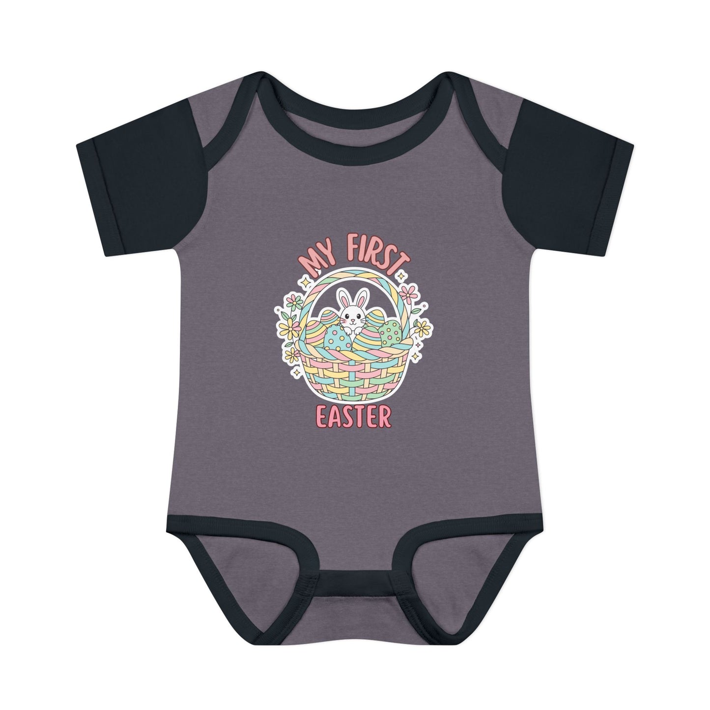 My First Easter Baby Bodysuit – Bunny Basket Onesie, Infant Easter Outfit, Newborn First Easter Gift, Spring Baby Clothes
