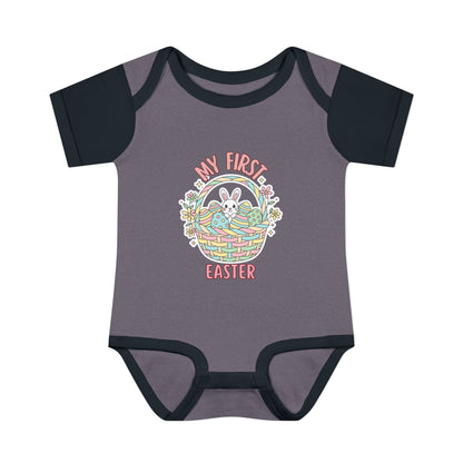 My First Easter Baby Bodysuit – Bunny Basket Onesie, Infant Easter Outfit, Newborn First Easter Gift, Spring Baby Clothes